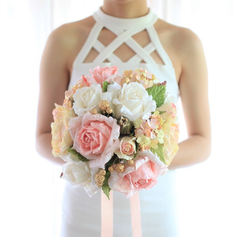 MB317 : Bridal Wedding Bouquet, Pink Gold - 其他 - 纸 粉红色