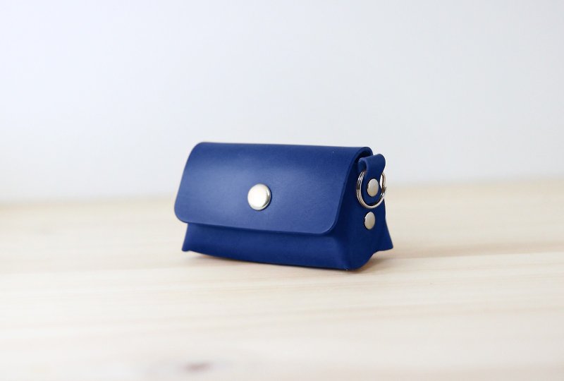 【圣诞交换礼物】复古钥匙圈零钱包 | 深海蓝 - 零钱包 - 真皮 蓝色