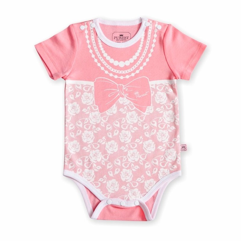 PUREST baby collection 粉红小贵妇蕾丝项链/MIT短袖连身包屁衣❤独家款式设计 - 其他 - 棉．麻 粉红色