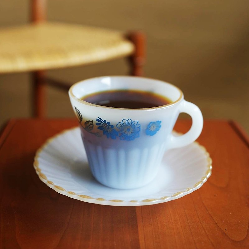 1970年 墨西哥 Termocrisa 复古奶玻璃杯碟 / 咖啡杯 / 茶杯 - 咖啡杯/马克杯 - 玻璃 白色