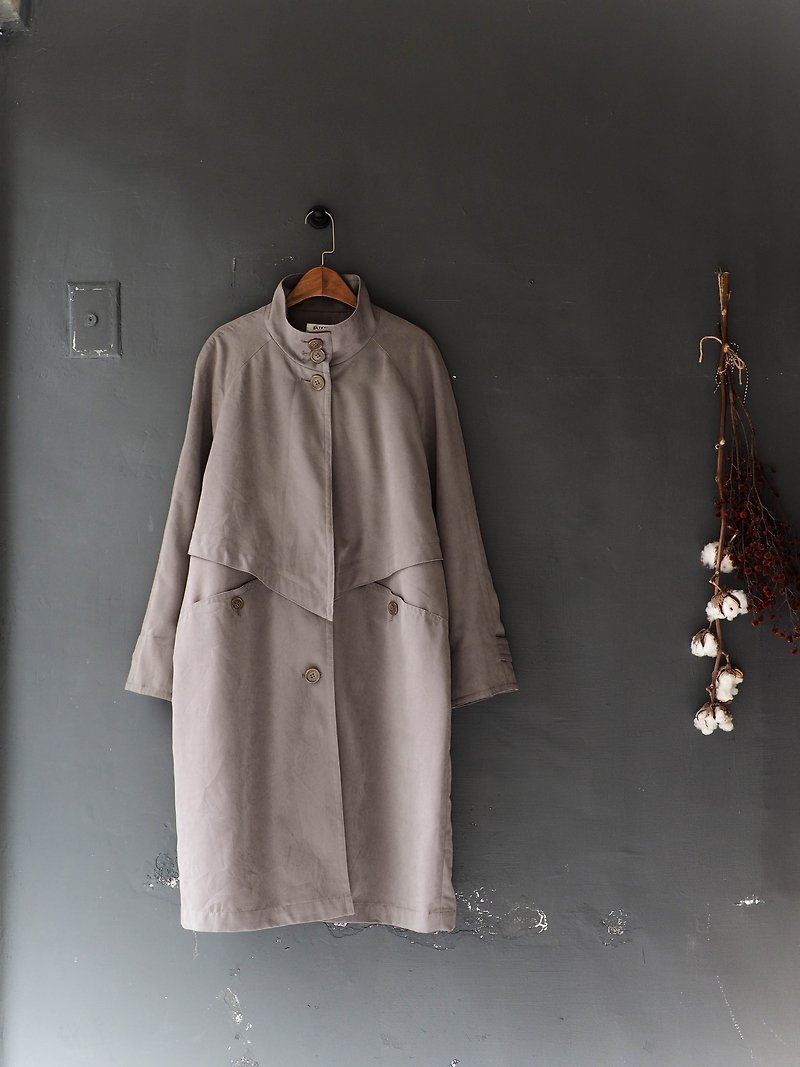 冲绳大象灰立领青春俐落时代 古董薄料风衣外套 trench coat - 女装休闲/机能外套 - 聚酯纤维 灰色