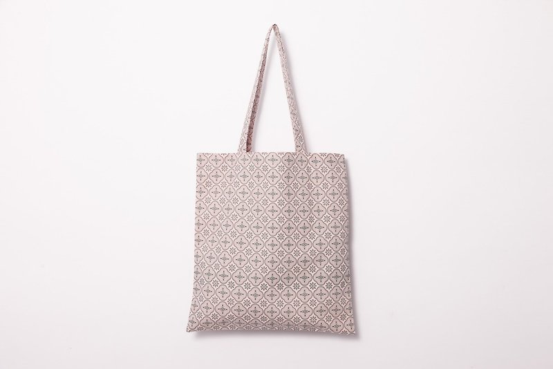 简单购物袋/玻璃海棠/浅粉灰绿 - 侧背包/斜挎包 - 棉．麻 