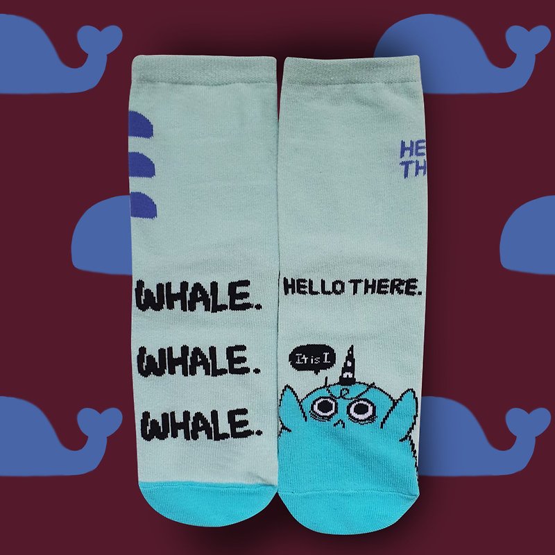 Whale whale whale hello there socks - 其他 - 棉．麻 蓝色