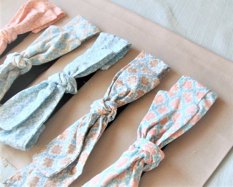 出游日l 摩洛哥瓷花系列 l蝴蝶结 绑式 绑结 发带 - 发带/发箍 - 棉．麻 蓝色