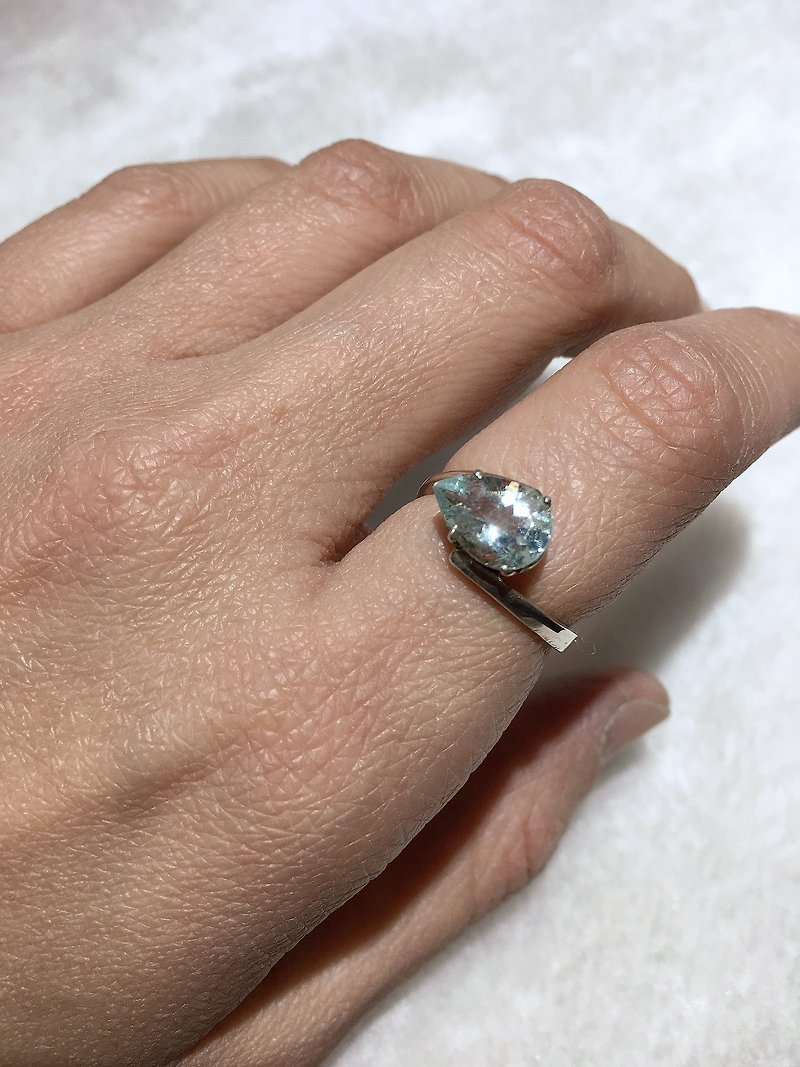 海蓝宝 戒指 尼泊尔 手工制 925纯银材质 - 戒指 - 宝石 