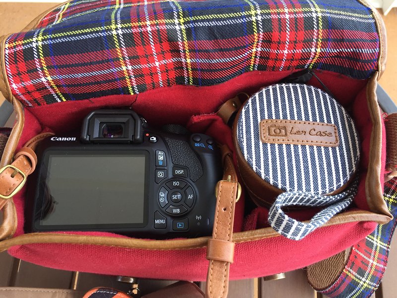 旅行相机镜头保护套(航海蓝白条纹) - 相机包/相机袋 - 真皮 咖啡色