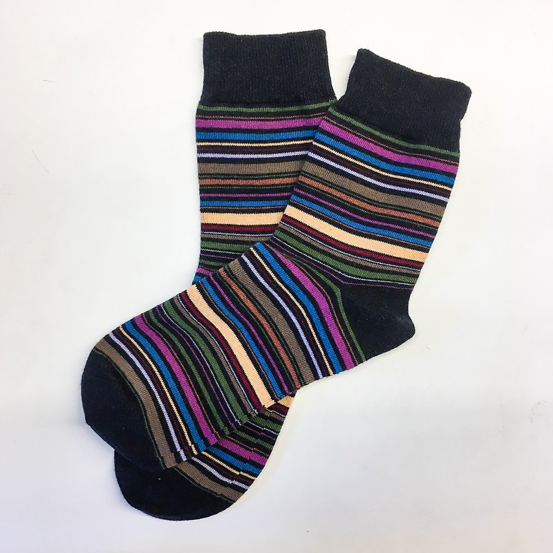 撞色条纹袜A / 展示福利品8折 - 绅士袜 - 棉．麻 多色