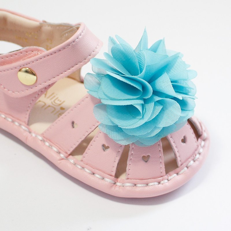 Hawaii夏日花朵寳寳凉鞋-糖霜粉 - 童装鞋 - 真皮 粉红色