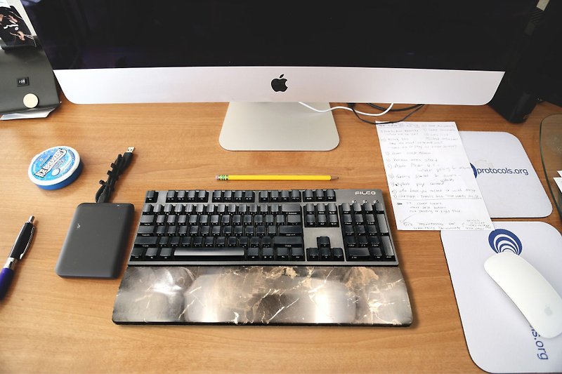 黑金锋-普通版-天然石材键盘手托 - 鼠标垫 - 石头 