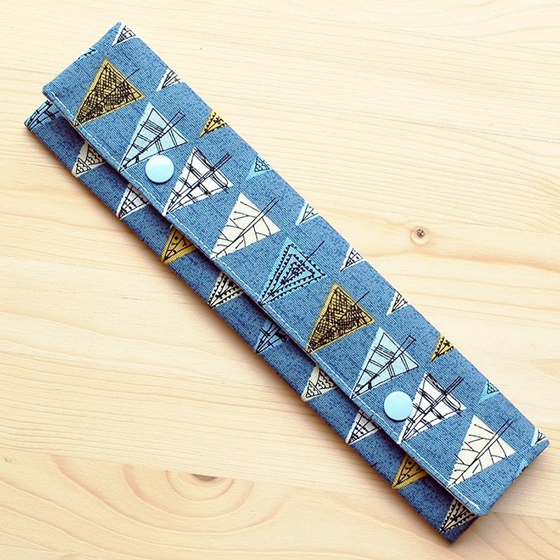 涂鸦树 横式筷袋餐具组/三件组 - 筷子/筷架 - 棉．麻 蓝色