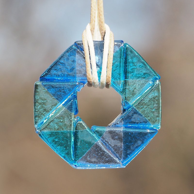 メモリーガラス(シャッター【ソーダ】)ネックレス【受注制作】 - 项链 - 玻璃 蓝色