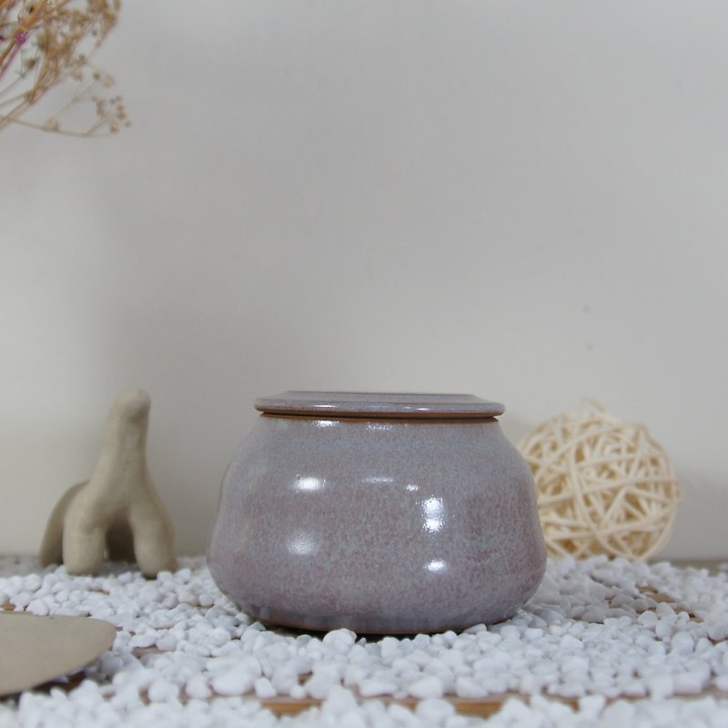 紫梅茶仓,茶叶罐-容量约160ml - 茶具/茶杯 - 陶 粉红色