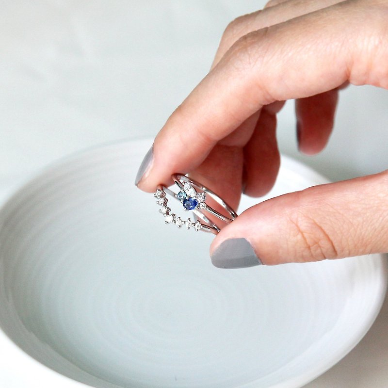 戴安娜风格 天然彩色宝石拼镶18K戒指 定制化珠宝 - 戒指 - 宝石 