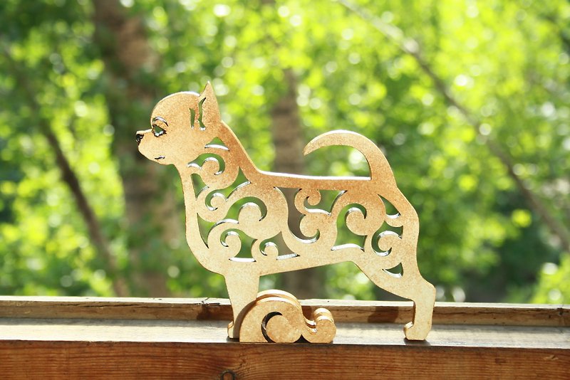 Statuette chihuahua dog figurine made of wood