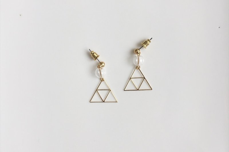 佛洛伊德 三角泡泡黄铜造型耳环 - 耳环/耳夹 - 其他金属 金色