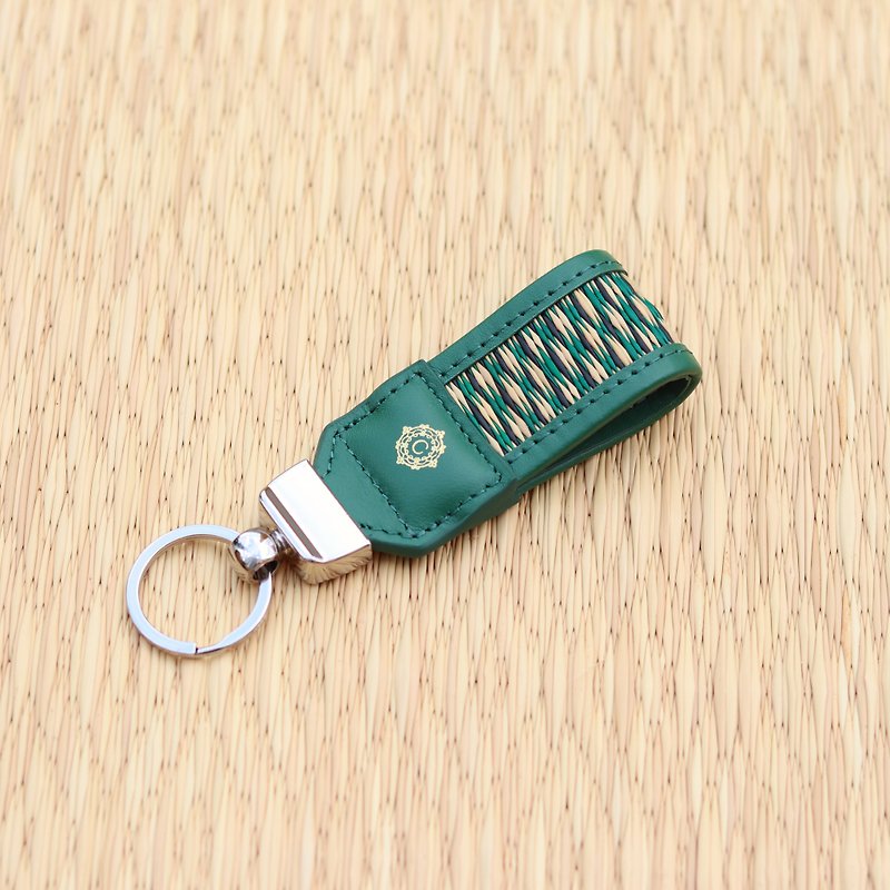 Key Fobs from Woven Straw and Genuine Leather in Green - 吊饰 - 真皮 绿色
