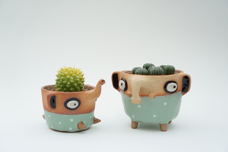 Elephant plant pots handmade ceramics - 植栽/盆栽 - 陶 蓝色