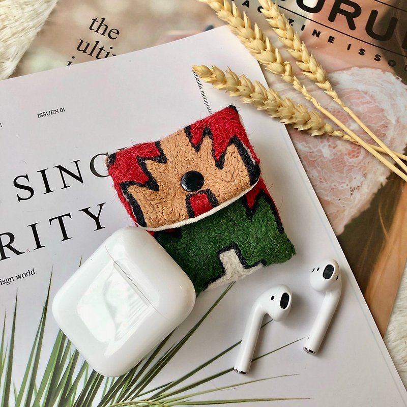 羊毛手工刺绣 AirPods 耳机套－圣诞软糖 - 耳机收纳 - 羊毛 红色