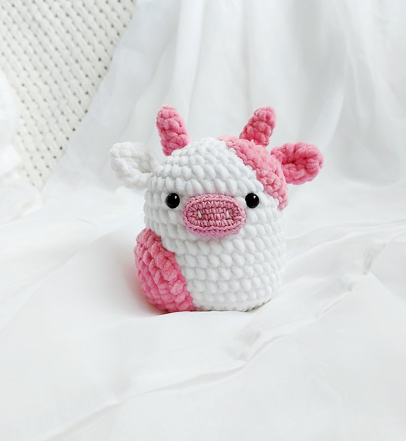 Crochet cow Plush cow Pink cow Crochet plush cow toy Cow toy Cow stuffed animal - 玩具/玩偶 - 绣线 粉红色