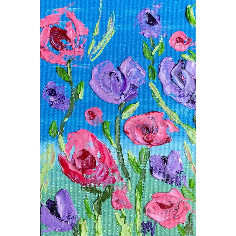 玫瑰绘画花卉原创艺术小花卉艺术品厚涂油艺术品 - 海报/装饰画/版画 - 其他材质 多色
