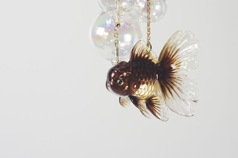 黑色泰狮金鱼可爱灵动耳环耳夹 独立设计 小动物可爱个性创意饰品