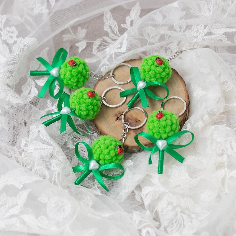 《三花猫手作花饰》婚礼小物 花野菜 花椰菜 钥匙圈 - 钥匙链/钥匙包 - 棉．麻 绿色