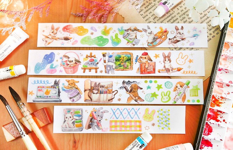兔兔画室-3cm纸胶带 - 纸胶带 - 纸 多色