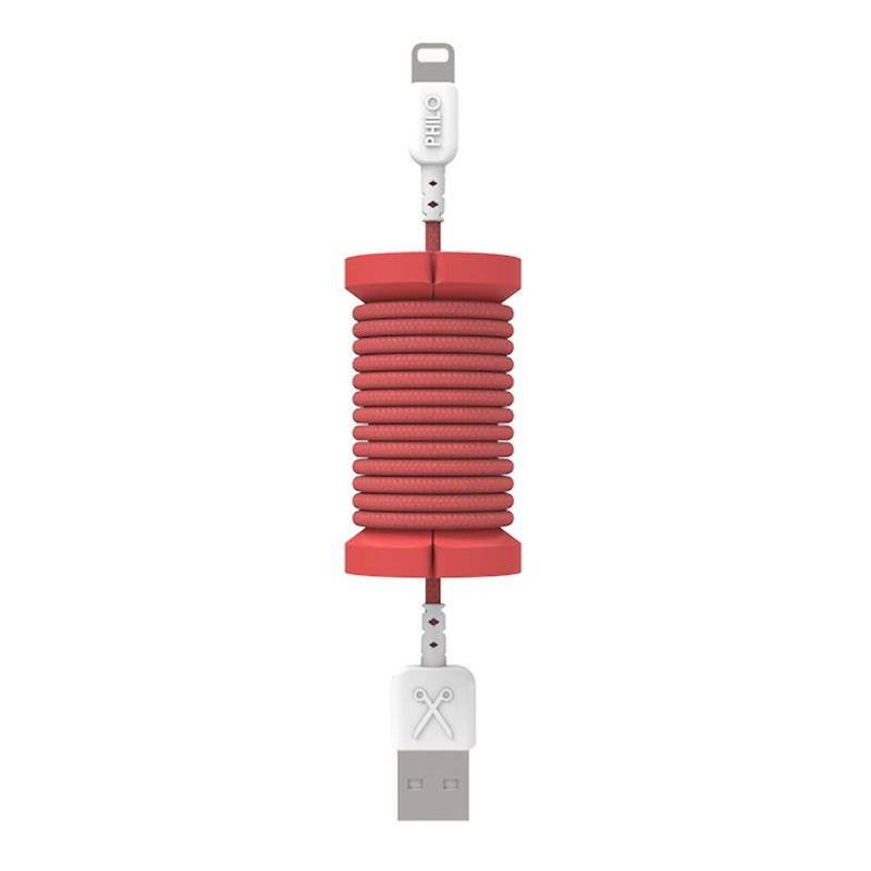 意大利PHILO Lightning - USB 缤纷编织传输线 100cm 红 - 充电宝/传输线 - 塑料 红色