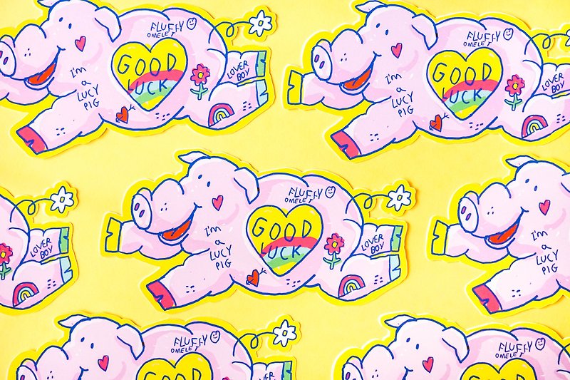 LUCY PIG CARD - 卡片/明信片 - 纸 粉红色