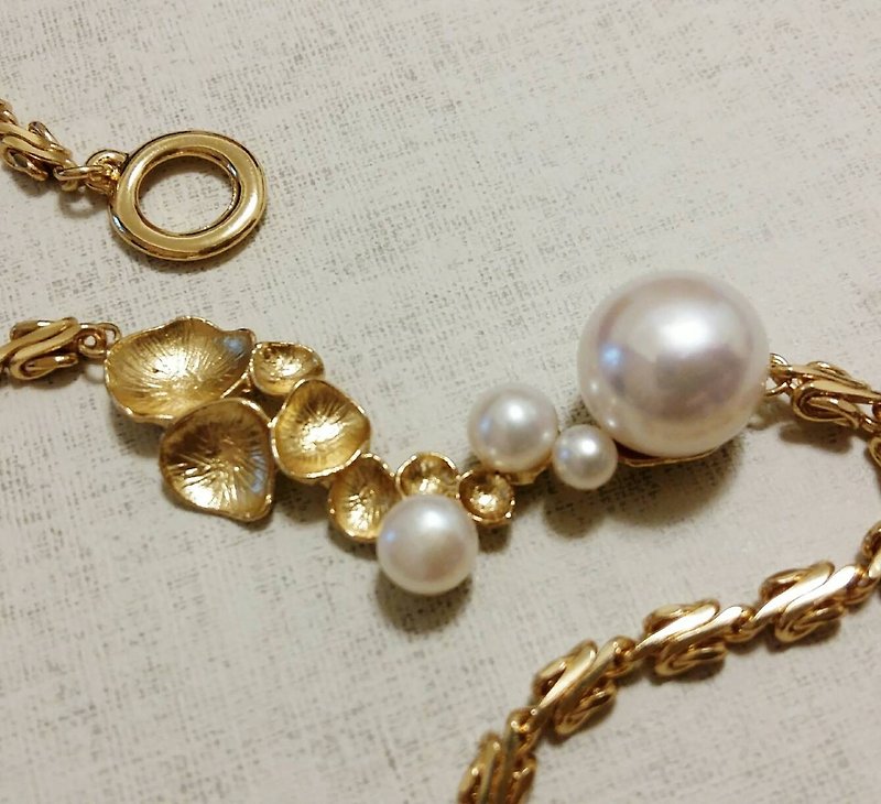 【T. Label Nature 系列】 天然海水珍珠 项链 限量订制 轻珠宝 - 项链 - 珍珠 银色