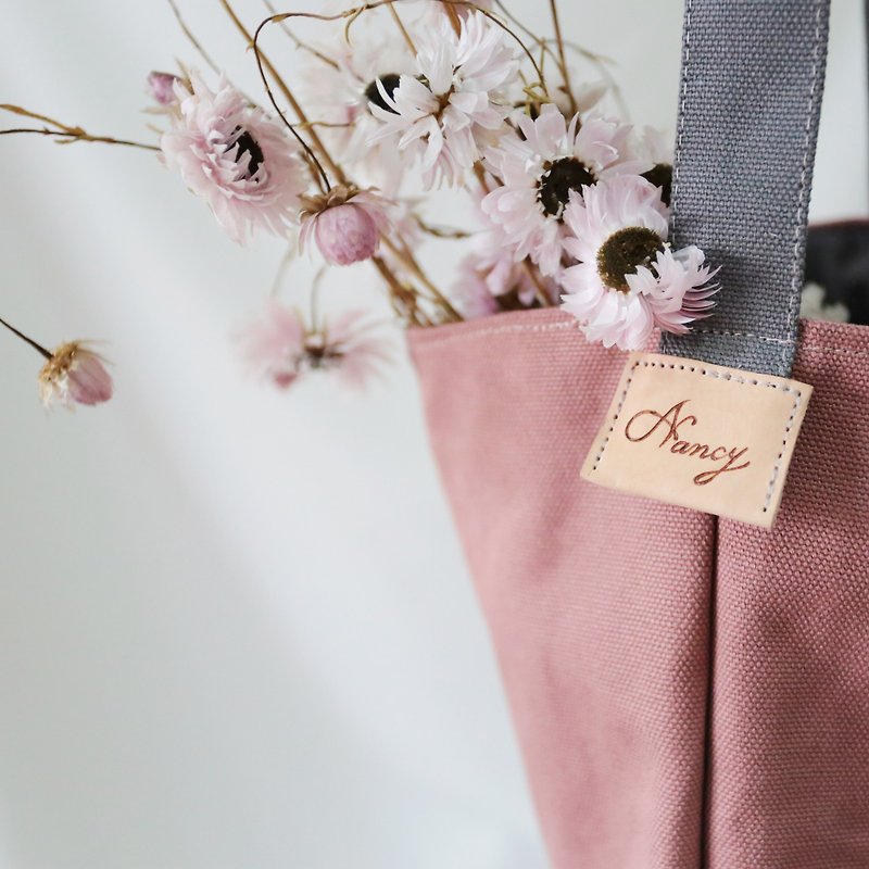 简约托特包 环保袋 -可自行搭配颜色  定制化 免费刻字 - 手提包/手提袋 - 棉．麻 粉红色