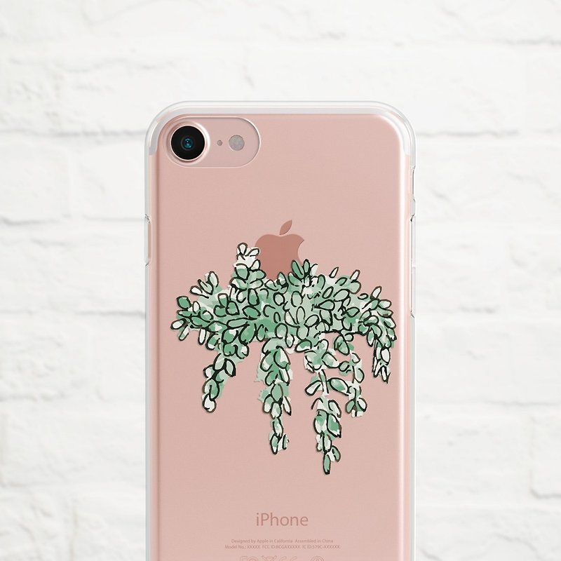 垂吊植物-防摔透明软壳- iPhone X, iphone 8, iPhone 7, iPhone 7 plus, iPhone 6, iPhone SE, Samsung - 手机壳/手机套 - 橡胶 绿色