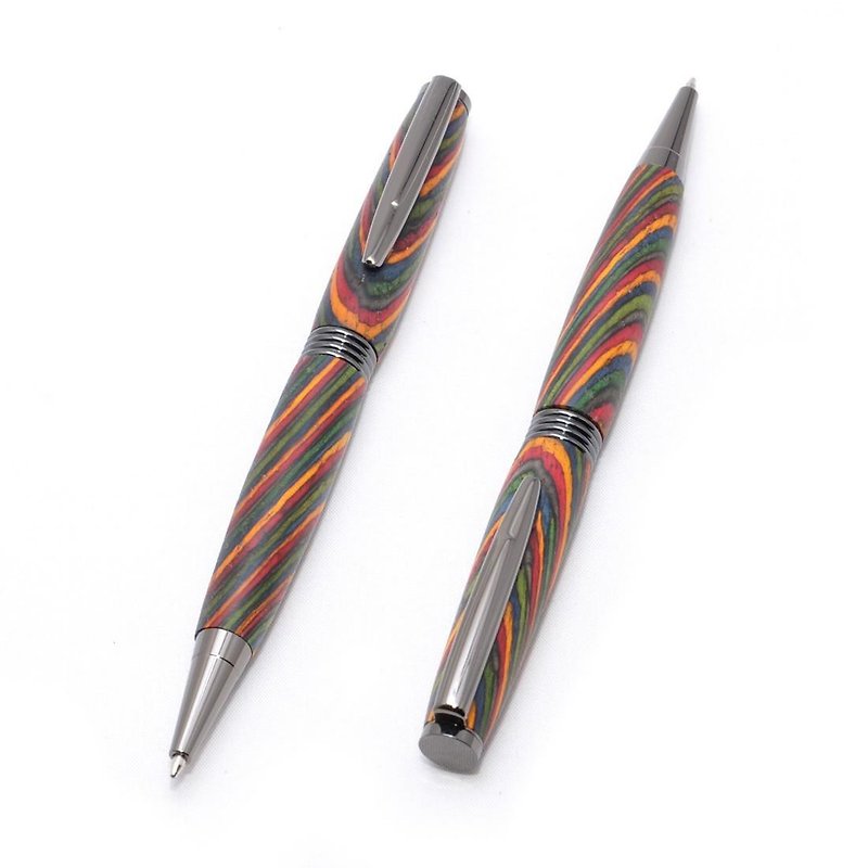 手作りの木製の回転式ボールペン（染めたハードウッドの種類；ガン・メタルのメッキ）(TP-GM-CGOA) - 铅笔盒/笔袋 - 木头 绿色