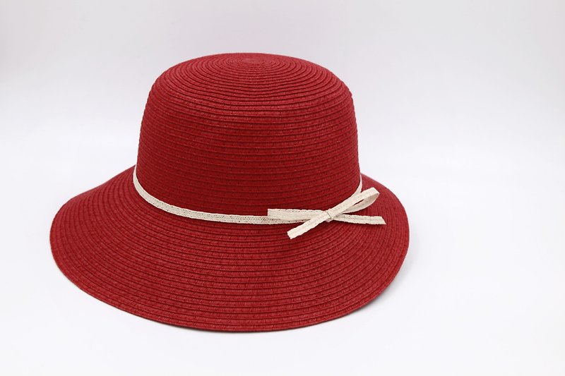 【纸布家】赫本帽(红色)纸线编织 - 帽子 - 纸 红色