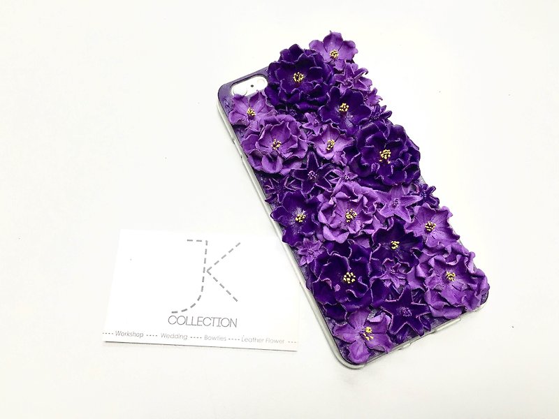 iPhone 6/6s plus 华丽版紫色皮革樱花电话壳 - 手机壳/手机套 - 真皮 紫色