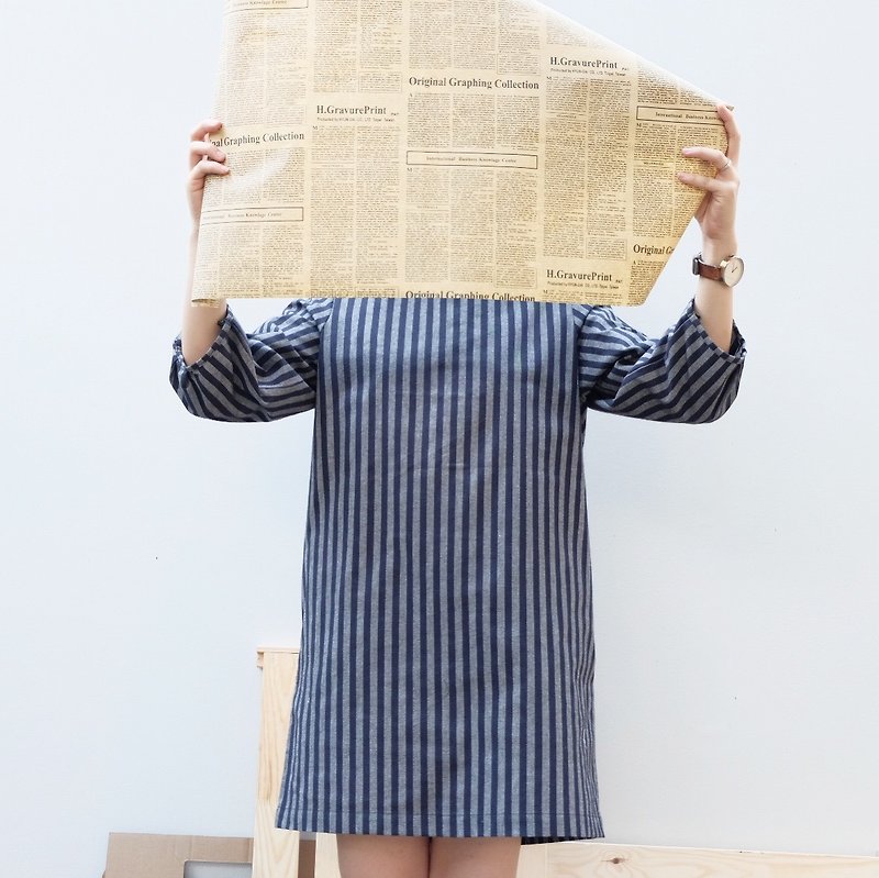 Striped Dress : Jean - 洋装/连衣裙 - 其他材质 蓝色