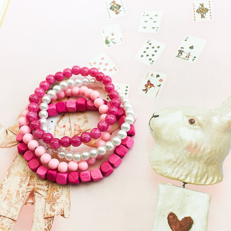粉色系•春 串珠手环 - 手链/手环 - 其他材质 粉红色