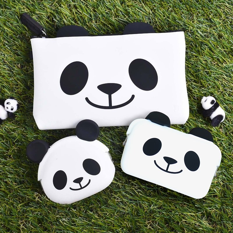 POCHI Friends 熊猫系列硅胶收纳包/ 口金包 卡夹包 拉链包 - 化妆包/杂物包 - 硅胶 黑色