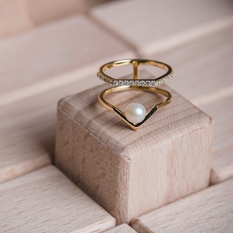 天然珍珠戒指 - Queena - 戒指 - 其他金属 金色