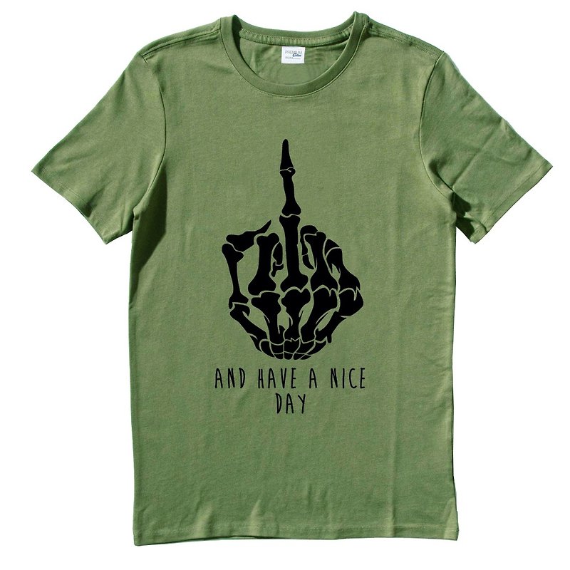 AND HAVE A NICE DAY 短袖T恤 军绿色 文青 设计 趣味 - 男装上衣/T 恤 - 棉．麻 绿色