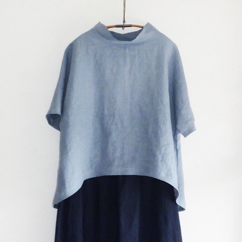 French linen　プルオーバー　Antique blue - 女装上衣 - 棉．麻 蓝色