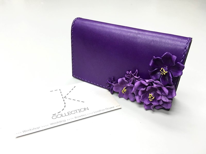 优雅版紫色皮革樱花咭片盒 - 文件夹/资料夹 - 真皮 紫色