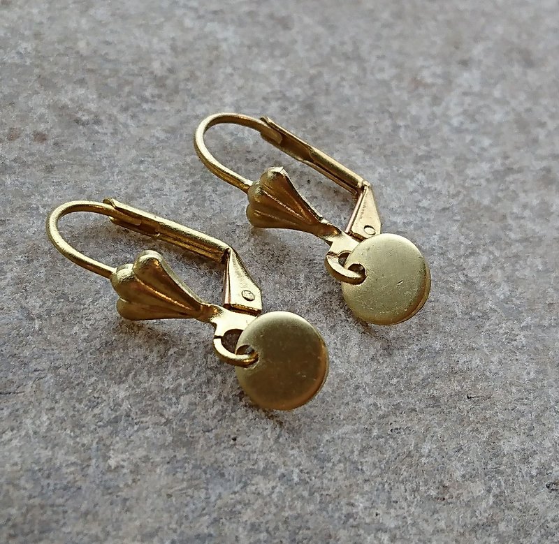 简约黄铜耳环 - 耳环/耳夹 - 其他金属 金色