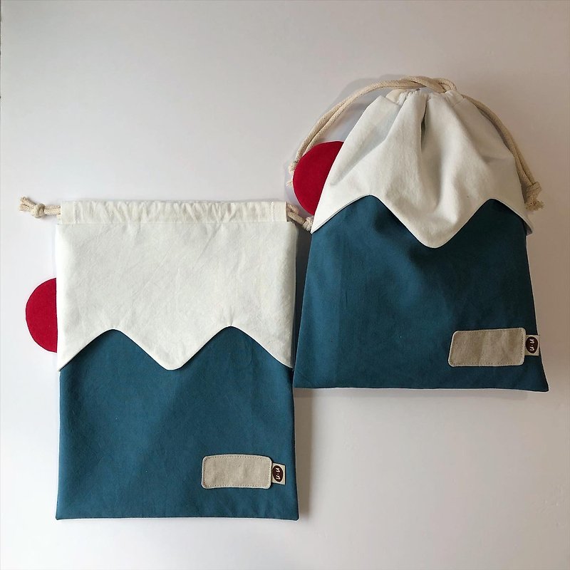 富士山 幼稚园束口衣物袋 - 其他 - 棉．麻 蓝色