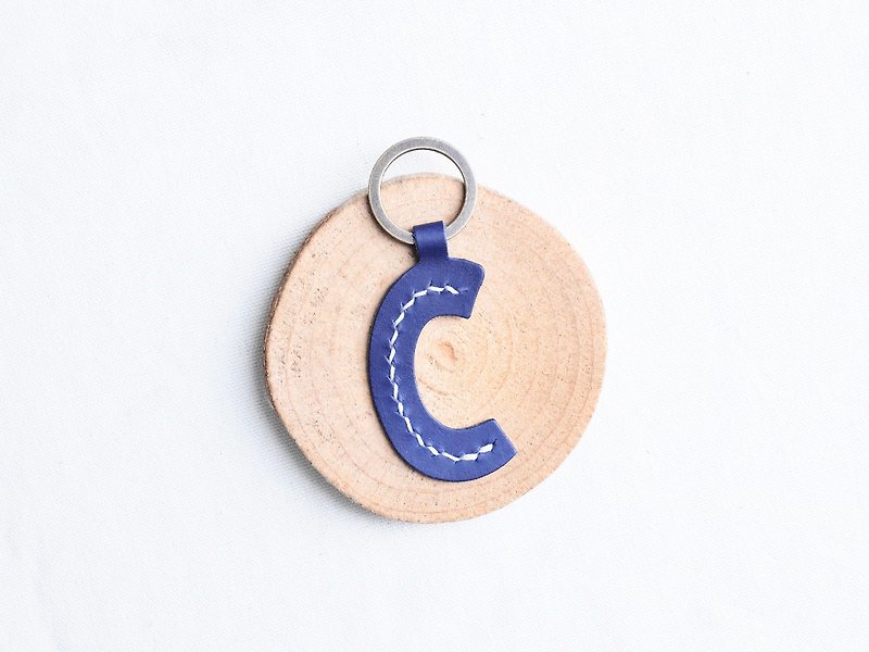 头文字A至Z 字母锁匙扣 好好缝 皮革材料包 钥匙圈 意大利 植鞣 - 皮件 - 真皮 蓝色