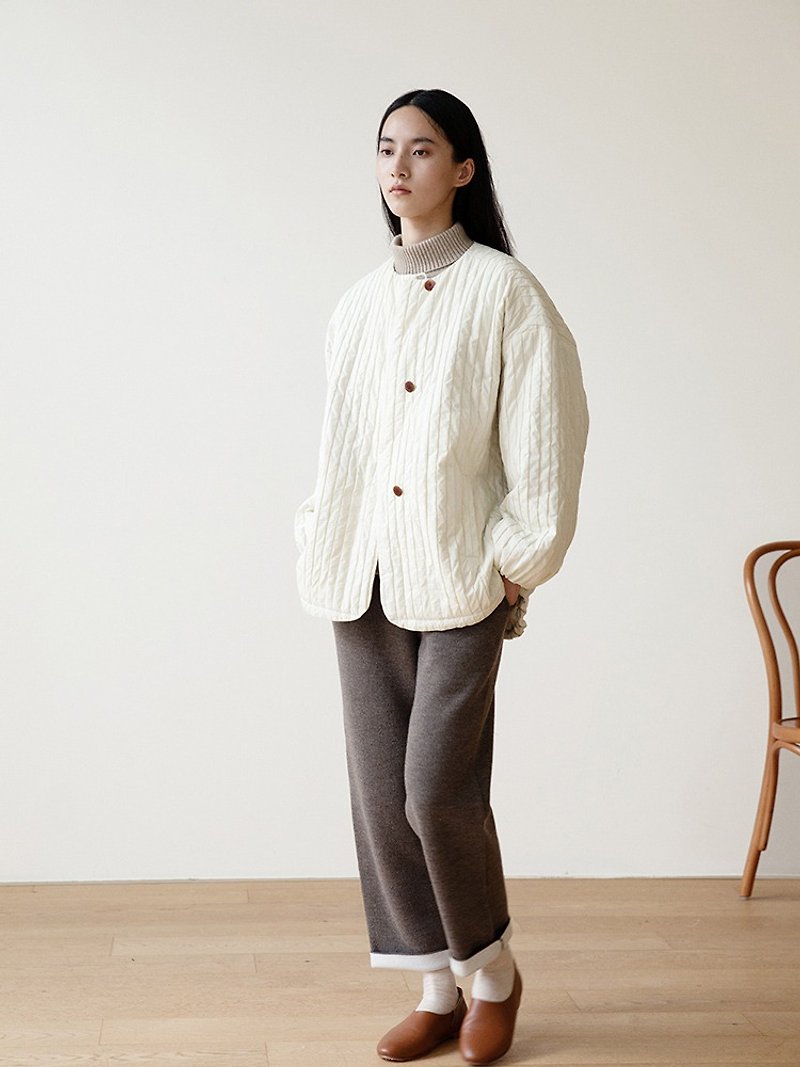 KOOW  绗缝式条纹文艺感棉服 宽松抽绳设计 3m新雪丽外套