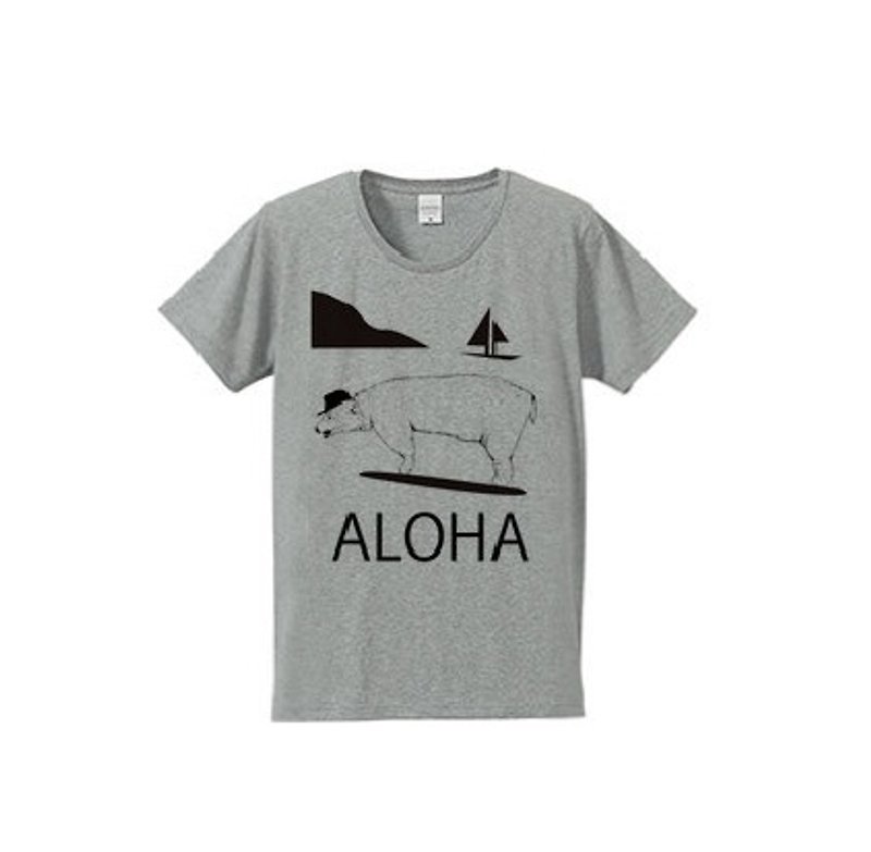 ALOHA BEAR（4.7oz T-shirt gray） - 女装 T 恤 - 其他材质 灰色