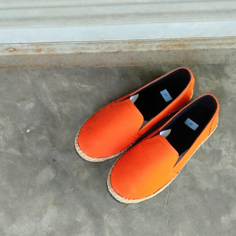 Orange Shoes - 女款休闲鞋 - 棉．麻 橘色