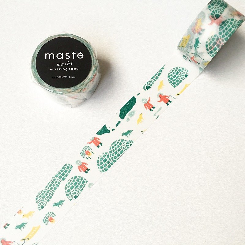 maste Xmas 和纸胶带【雪地冰屋 (MST-MKT170-D)】 - 纸胶带 - 纸 绿色