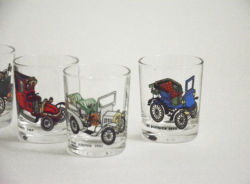 早期德国旧货 古董车玻璃小酒杯/shot杯